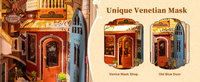 Robotime DIY Book Nook – Romantic Venice with Dust Cover | Wooden 3D Miniature Puzzle Bookend Kit with LED Lights