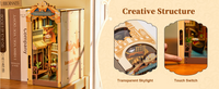 Robotime DIY Book Nook – Romantic Venice with Dust Cover | Wooden 3D Miniature Puzzle Bookend Kit with LED Lights