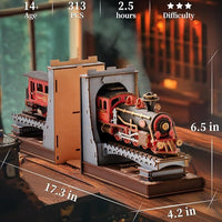 Robotime DIY Book Nook Kit – Century Train Wooden 3D Puzzle Model | Miniature Bookend Bookshelf Decoration & Gift for Adults